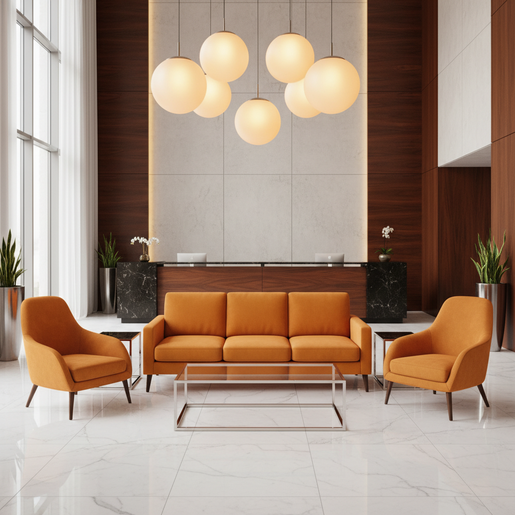 Ultrasuede  Marigold Orange Upholstered Sofa | Ultrasuede Upholstery