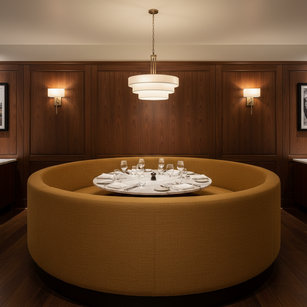 Linen Island - Straw Upholstered Banquette | Architectural Fabrics