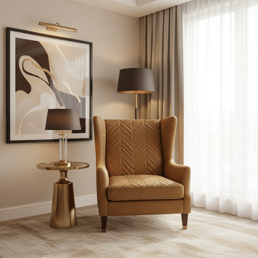 Channel Chevron Texture Toffee Brown Upholstered Chair | Architectural Fabrics