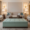 Fine Woven Texture Seafoam Green Upholstered Ottoman | Architectural Fabrics