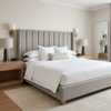 Subtle Textured Grain Soft Stone Upholstered Headboard | Architectural Fabrics