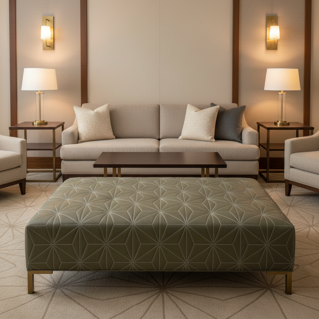Axis - Axis Etched Polyurethane Upholstered Ottoman | Architectural Fabrics