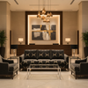 Geometric Diamond Velvet Onyx Sand Upholstered Sofa | Architectural Fabrics