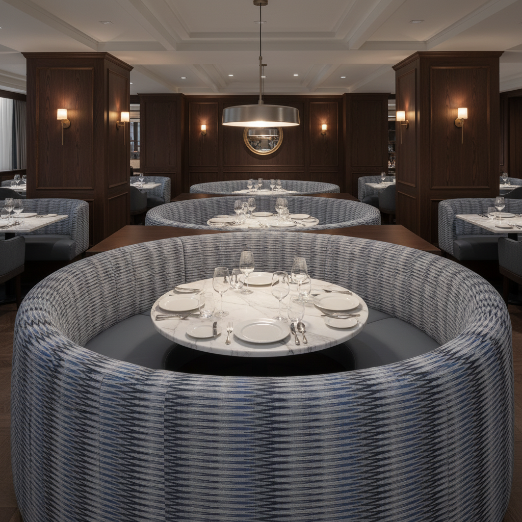 Apache - Indigo Dusk Silicone Hybrid Upholstered Banquette | Architectural Fabrics