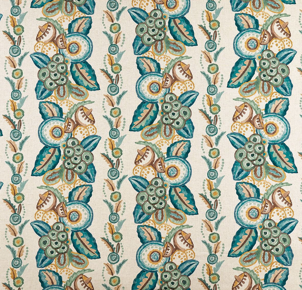DWCY-900287 Nina Campbell Fabric Teal designer-wallcoverings-los-angeles