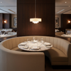 Smooth Matte Texture Soft Beige Upholstered Banquette | Architectural Fabrics