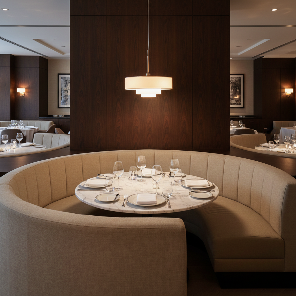 Smooth Matte Texture Soft Beige Upholstered Banquette | Architectural Fabrics