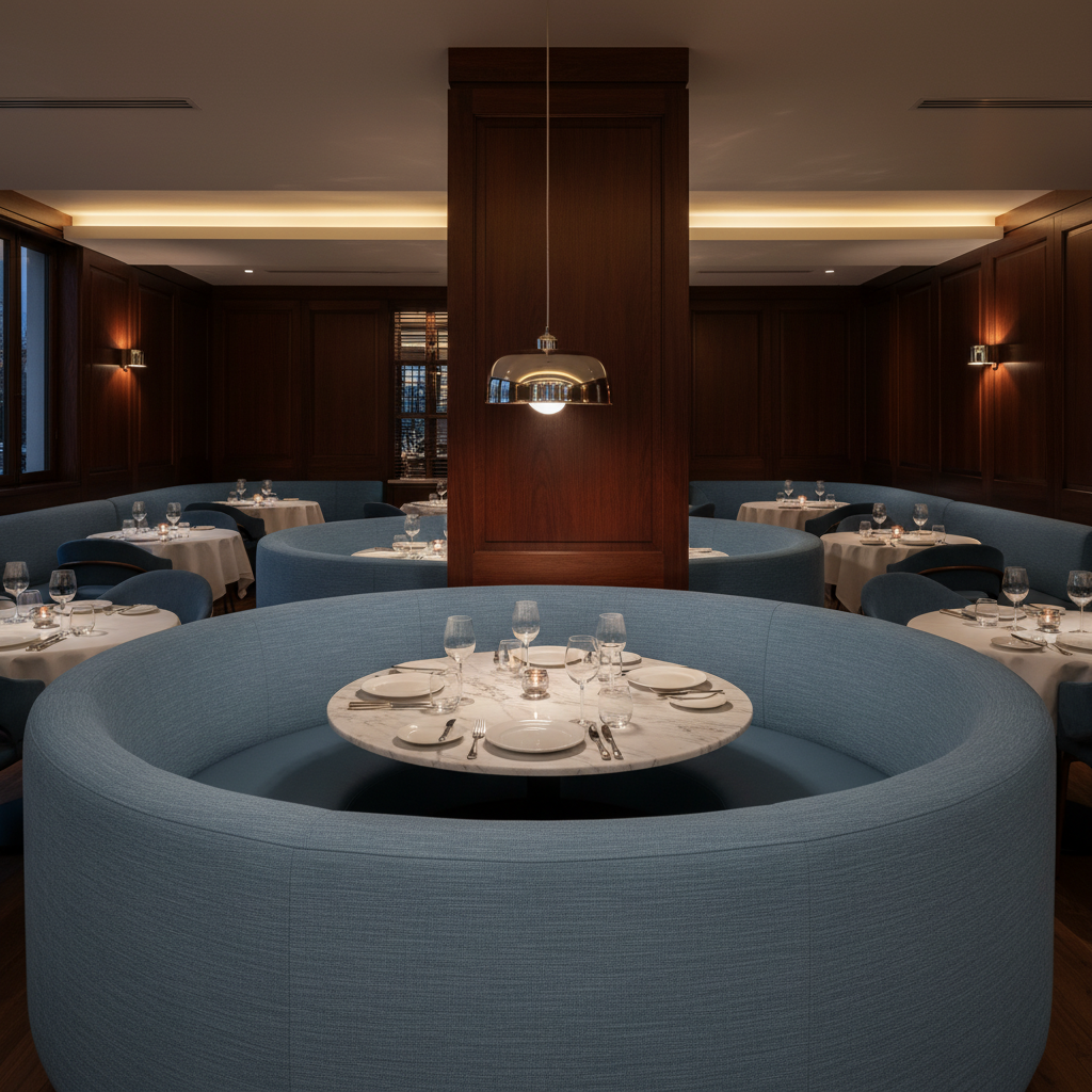 Soper Hole - Sky Upholstered Banquette | Architectural Fabrics