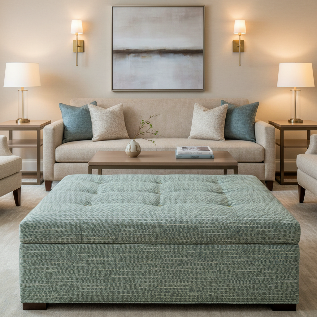 Azores - Azores Tekloom Performance Upholstered Ottoman | Architectural Fabrics