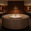 Embossed Alligator Skin Taupe Stone Upholstered Banquette | Architectural Fabrics