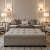 Woven Linear Texture Silver Taupe Upholstered Ottoman | Architectural Fabrics