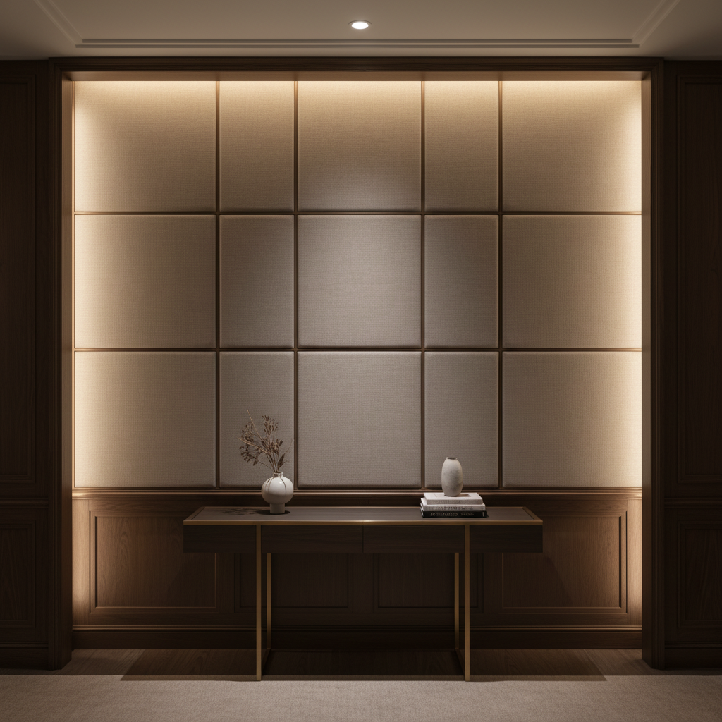 Brushed Linen Weave Misty Taupe Upholstered Wall Panel | Architectural Fabrics