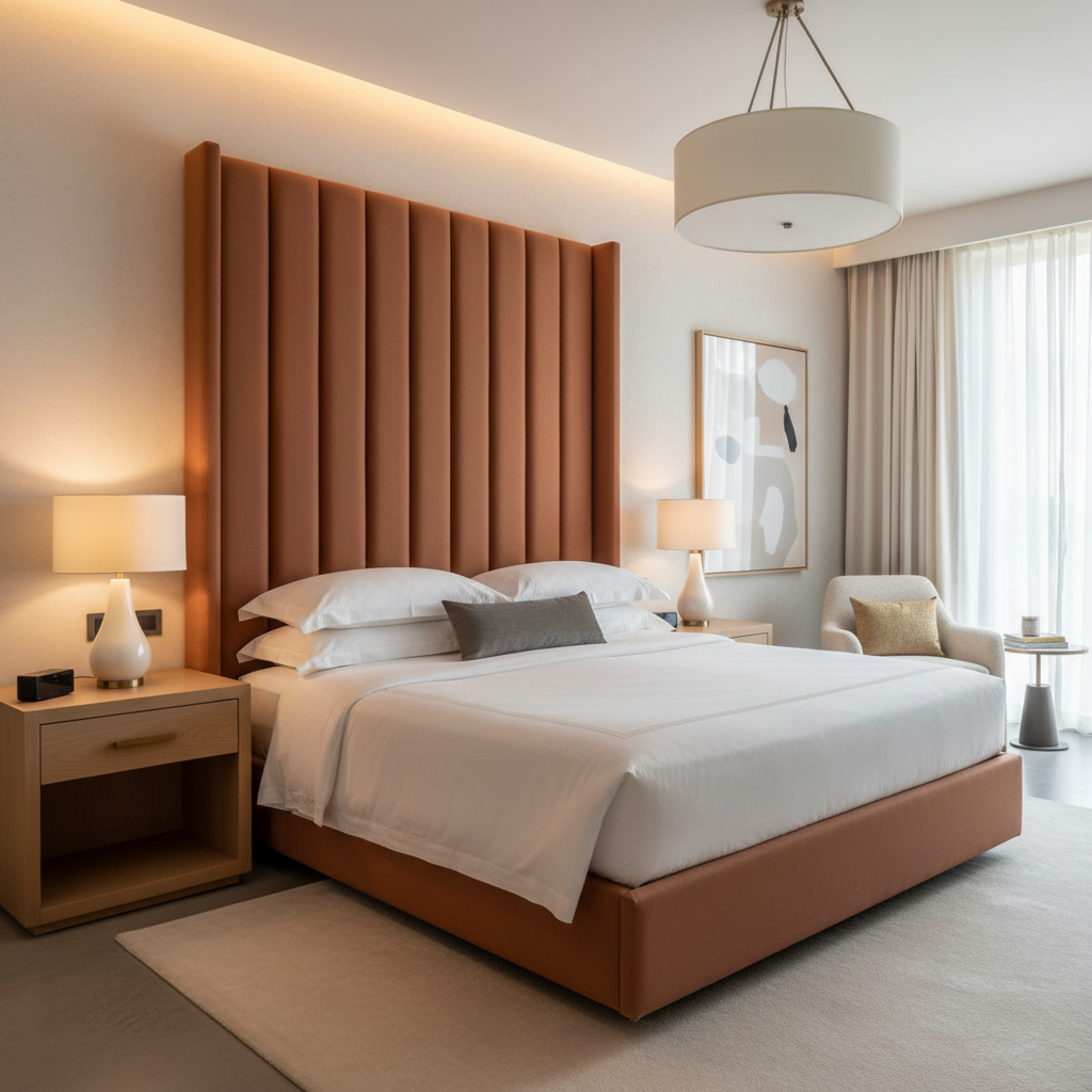 Smooth Matte Texture Terracotta Clay Upholstered Headboard | Architectural Fabrics