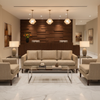 Chevron Woven Texture Sandy Beige Upholstered Sofa | Architectural Fabrics