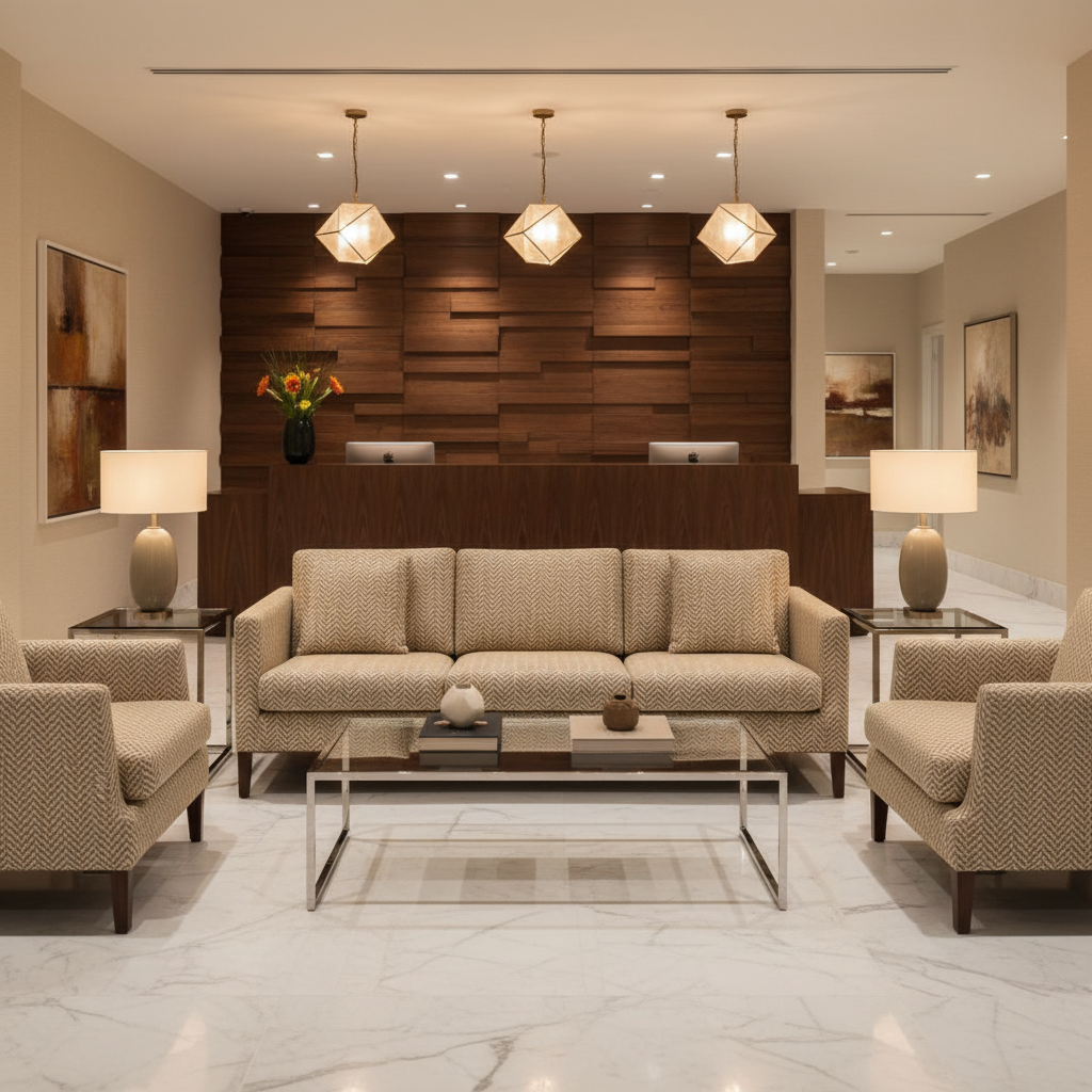 Chevron Woven Texture Sandy Beige Upholstered Sofa | Architectural Fabrics