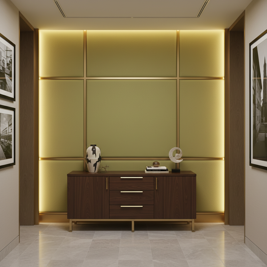 Smooth Pebble Grain Chartreuse Tint Upholstered Wall Panel | Architectural Fabrics