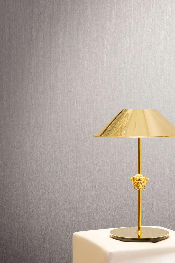 Metallic Grey Versace Wallcovering Plain With Textured Surface Silver Wallcovering | Versace