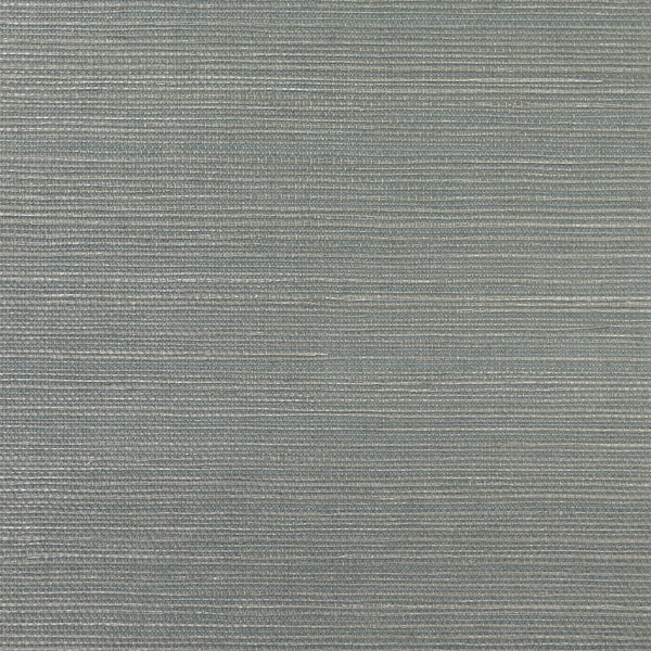 Nantucket Grasscloth Metallic Silver & Bluestone Wallcovering | Phillipe Romano