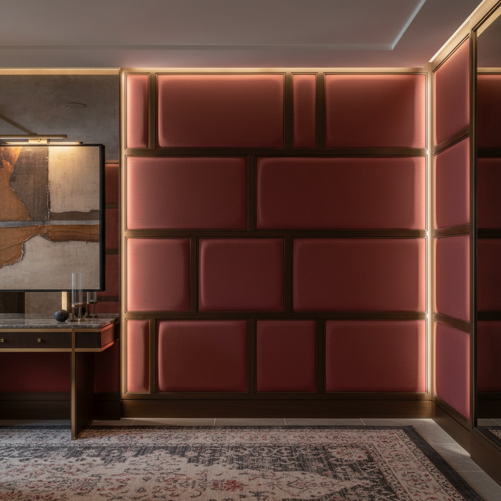 Necker Island - Carmine Upholstered Wall Panel | Architectural Fabrics