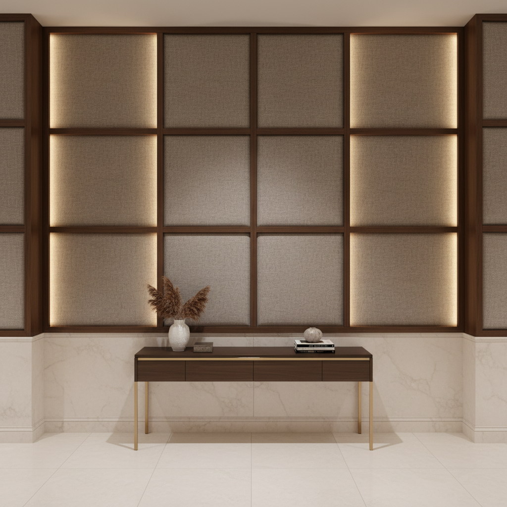 Woven Textile Texture Misty Taupe Upholstered Wall Panel | Architectural Fabrics