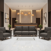 Channel Chevron Stitch Dark Graphite Upholstered Sofa | Architectural Fabrics