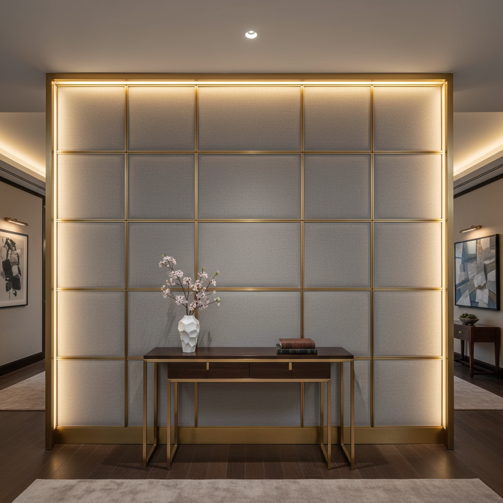 Subtle Textured Solid Misty Gray Upholstered Wall Panel | Architectural Fabrics