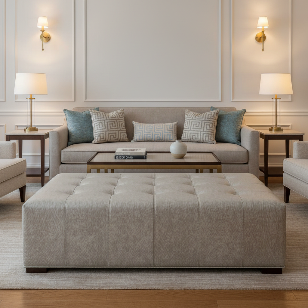 Turquoise Bay - Mica Upholstered Ottoman | Architectural Fabrics