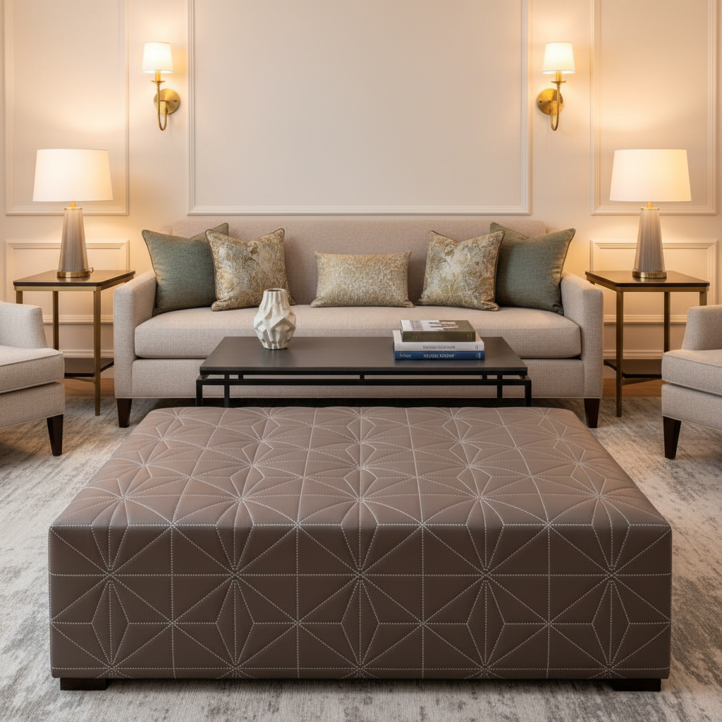 Axis - Axis Etched Polyurethane Upholstered Ottoman | Architectural Fabrics
