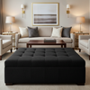 Subtle Velvet Texture Deep Night Upholstered Ottoman | Architectural Fabrics