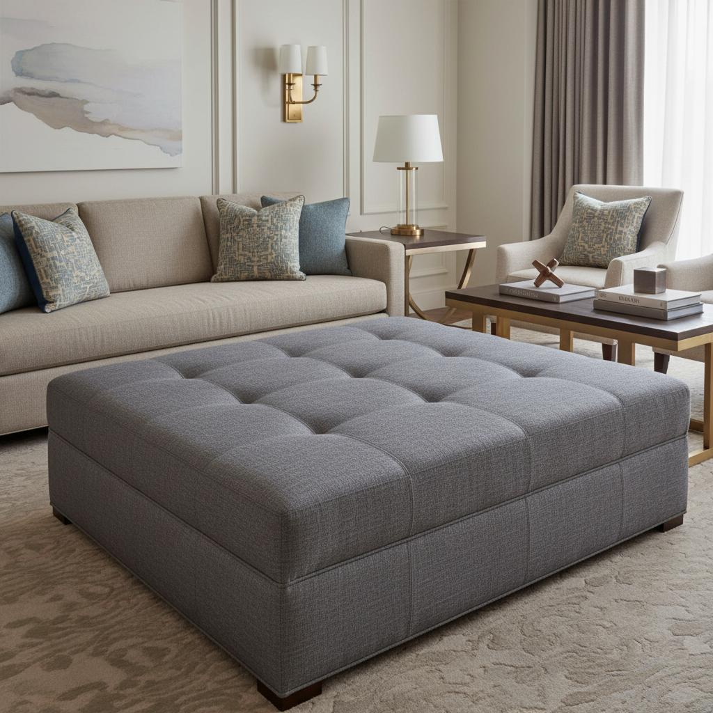 Tortola - Evening Upholstered Ottoman | Architectural Fabrics