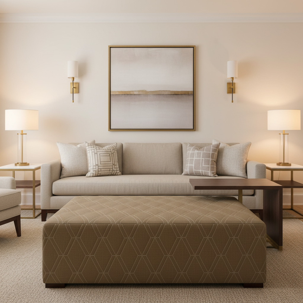 Stone Haven - Mocha Upholstered Ottoman | Architectural Fabrics