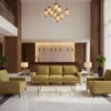 Fine Horizontal Ribs Golden Olive Upholstered Sofa | Architectural Fabrics