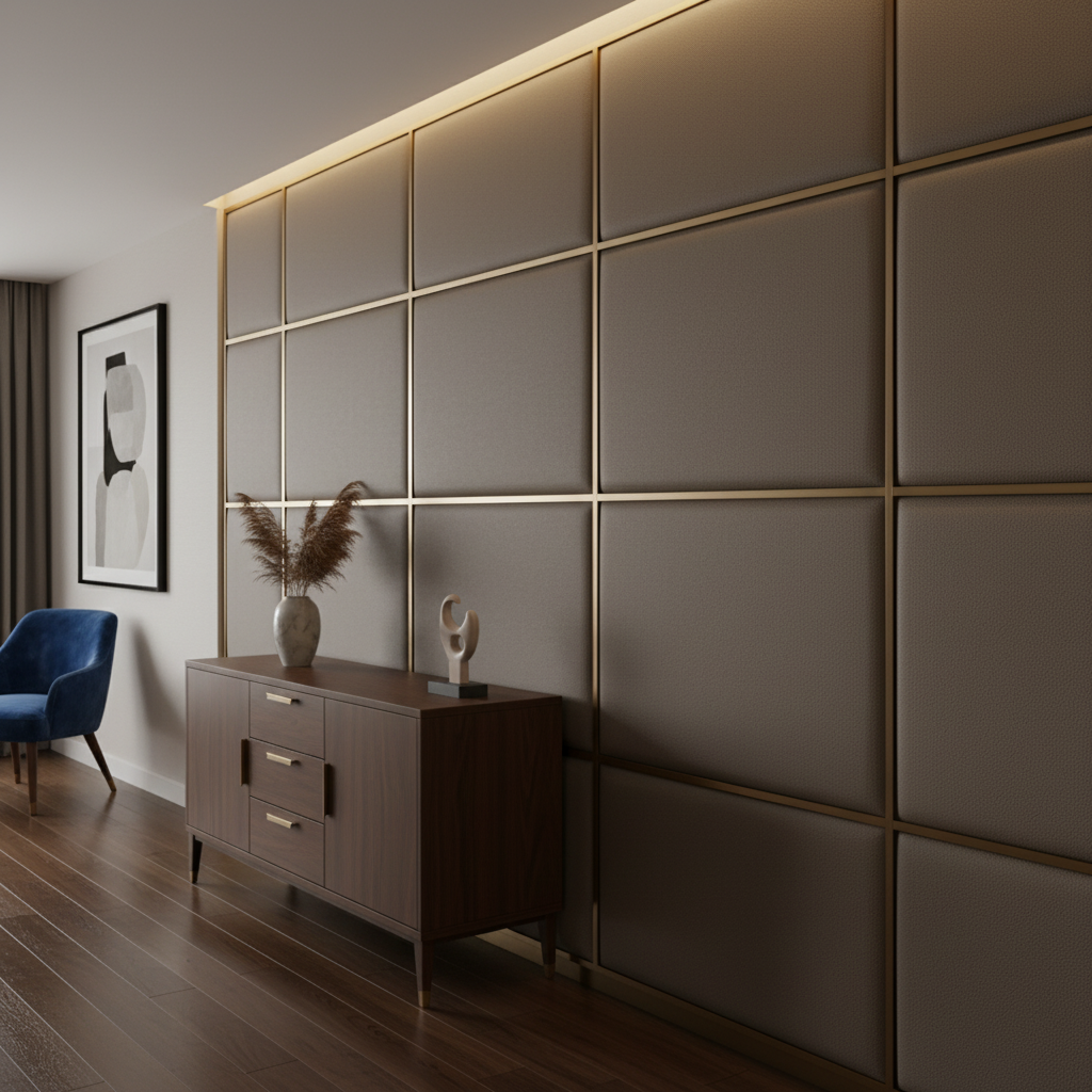 Fine Pebble Grain Dark Taupe Upholstered Wall Panel | Architectural Fabrics