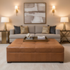 Embossed Reptile Scale Toffee Brown Upholstered Ottoman | Architectural Fabrics