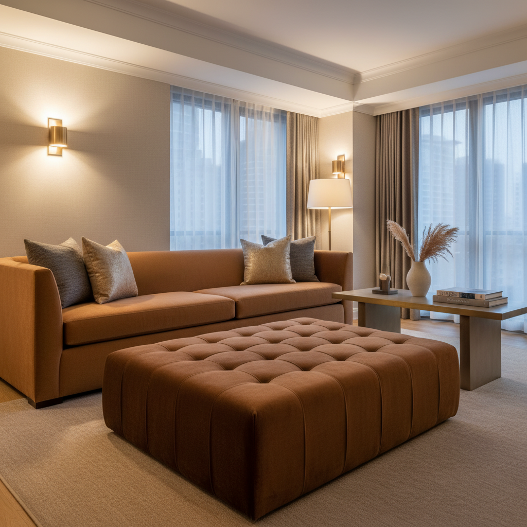 Front Royal Java Upholstered Ottoman | Architectural Fabrics