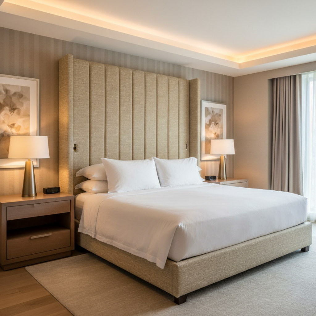 Rattan Bay - Oat Upholstered Headboard | Architectural Fabrics