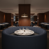 Woven Crosshatch Texture Deep Indigo Upholstered Banquette | Architectural Fabrics