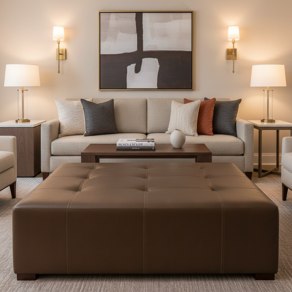 Snake Cay - Teakwood Upholstered Ottoman | Architectural Fabrics