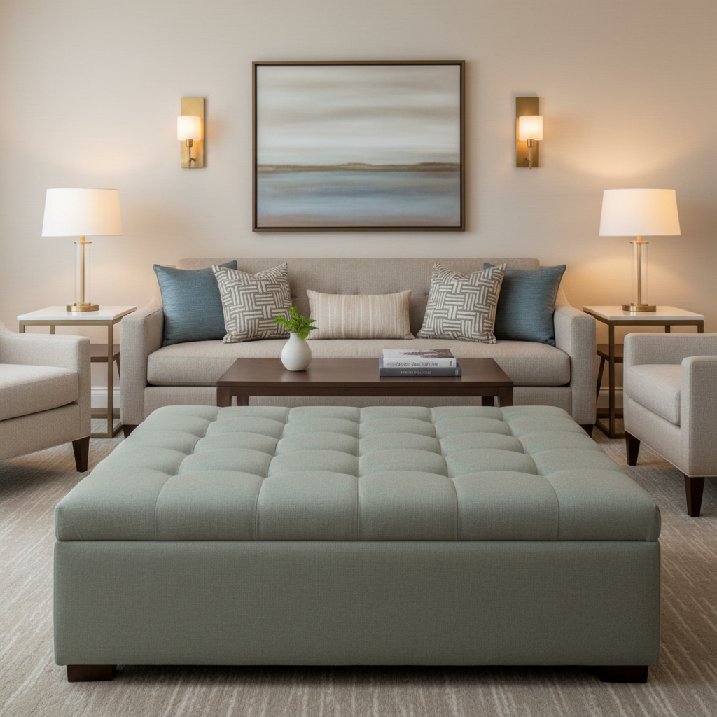 Peter Island - Gull Upholstered Ottoman | Architectural Fabrics