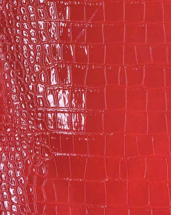 Le Embossed Croc Vara | Vegan Leather |  Red