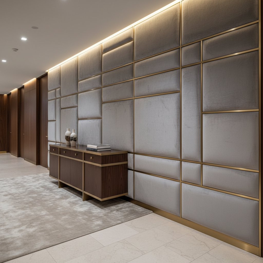 Ultrasuede Silver Grey Gray Upholstered Wall Panel | Ultrasuede Upholstery