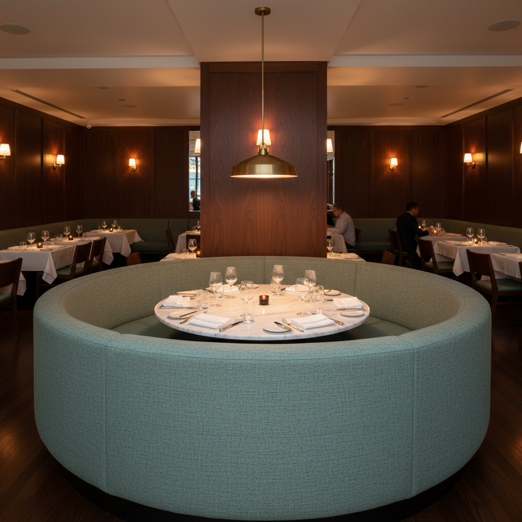 Woven Textured Fabric Seafoam Green Upholstered Banquette | Architectural Fabrics