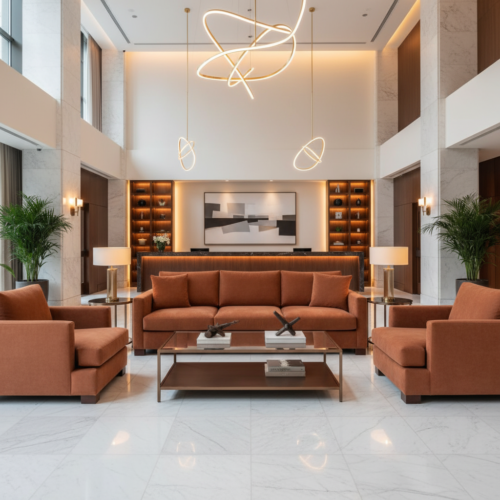 Smooth Matte Texture Ember Glow Upholstered Sofa | Architectural Fabrics
