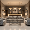 Crushed Velvet Texture Smoked Silver Upholstered Sofa | Architectural Fabrics