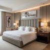 Fine Pebble Texture Muted Taupe Upholstered Headboard | Architectural Fabrics