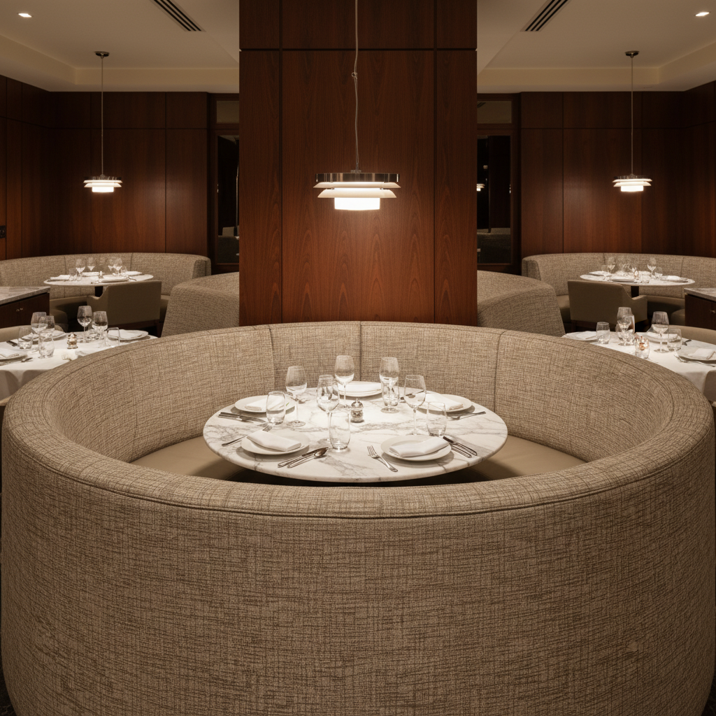 Woven Crosshatch Texture Neutral Beige Upholstered Banquette | Architectural Fabrics
