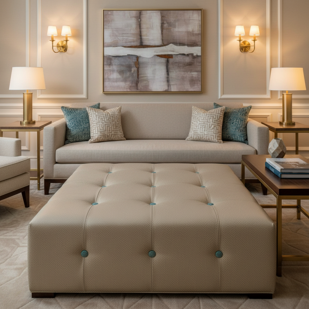 Turquoise Bay - Morel Upholstered Ottoman | Architectural Fabrics