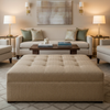 Chevron Woven Texture Sandy Beige Upholstered Ottoman | Architectural Fabrics