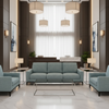 Woven Basketweave Texture Coastal Blue Upholstered Sofa | Architectural Fabrics