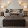 Subtle Pebble Grain Rich Chocolate Upholstered Ottoman | Architectural Fabrics